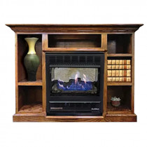 Buck Stove Model 1127 Vent Free Gas Fireplace with Prestige Bookcase Mantel - 50"