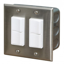 Infratech Dual Duplex Switch - Stainless Cover In-Wall Box - 20A Max