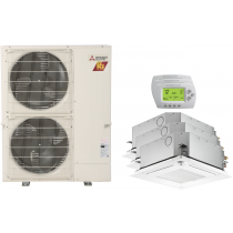 42,000 BTU 15 SEER Mitsubishi Tri Zone H2i Hyper Heat Pump System 9+9+12 - Ceiling Cassette