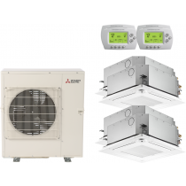 42,000 BTU 15.2 SEER Mitsubishi Quad Zone Heat Pump System 9+9+9+15 - Ceiling Cassette