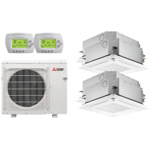 36,000 BTU 16 SEER Mitsubishi Quad Zone Heat Pump System 9+9+9+15 - Ceiling Cassette