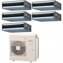 Fujitsu 45,000 BTU 17.7 SEER Five Zone Heat Pump System 7+7+9+9+12 - Concealed Duct