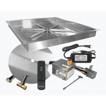 Firegear 32-Inch Square Bowl Pan Fire Pit Burner Kit With Remote - FPB-32SBSAWS-N
