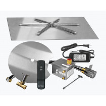 Firegear 25-Inch Square Flat Pan Fire Pit Burner Kit With Remote - FPB-25SFBSAWS-N