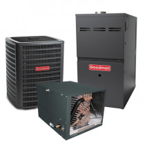 3 Ton 16 SEER 80% AFUE 80,000 BTU Goodman Gas Furnace and Air Conditioner System - Horizontal