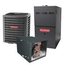 4 Ton 16 SEER 80% AFUE 100,000 BTU Goodman Gas Furnace and Air Conditioner System - Horizontal