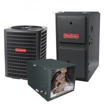 1.5 Ton 13 SEER 96% AFUE 80,000 BTU Goodman Gas Furnace and Air Conditioner System - Horizontal