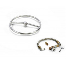 HPC 12-Inch Stainless Steel Round Burner Kit With Flex, Valve, Key, And Fittings - FPS12 KIT-B