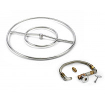NATURAL GAS HPC 24-Inch Stainless Steel Round Burner Kit With Flex, Valve, Key, And Fittings - FPS24 KIT