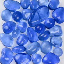 American Specialty Glass - Jelly Bean Fire Glass - Azure Mist - 3/8 Inch to 1/2 Inch