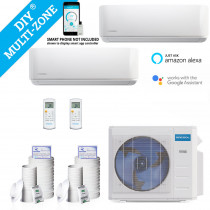DIY 24,000 BTU Ductless Heat Pump 2 Zone Wall Mounted 12,000+12,000 with 16FT Install Kit 230-Volt/60Hz