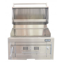 Sunstone 28-Inch Single Zone 304 Stainless Steel Charcoal Grill- Hood Open- Front View