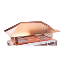 Ventis Copper Multi-Flue Chimney Cap With Hip And Ridge Lid And 14-Inch Mesh Height - MFHNRCP14