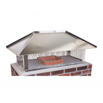 Ventis Stainless Steel Multi-Flue Chimney Cap With Hip And Ridge Lid And 14-Inch Mesh Height - MFHNRSS14