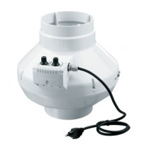 VENTS-US In-line centrifugal fan VK 150 U Series with power cord built in speed and temperature control. (Plastic case)