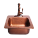 RCS 15" X 15" Copper Drop-In Sink With Hot/Cold Faucet - RSNK3-Front View