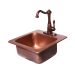 RCS 15" X 15" Copper Drop-In Sink With Hot/Cold Faucet - RSNK3 - Right View