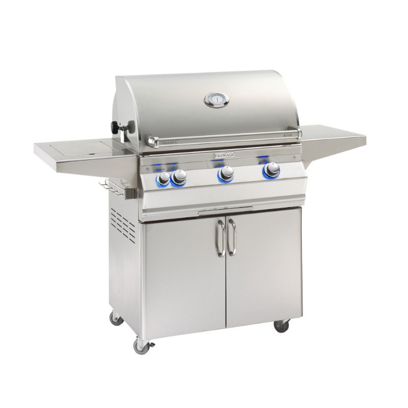 Fire Magic Aurora A540s 30-Inch Freestanding Propane Gas Grill With Analog Thermometer And Single Side Burner - A540s-7EAP-62