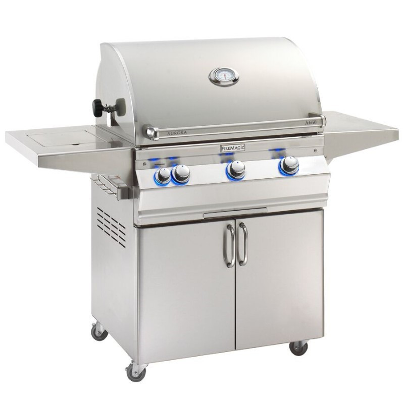 Fire Magic Aurora A660s 30-Inch Freestanding Natural Gas Grill With Analog Thermometer And Single Side Burner - A660s-7EAN-62