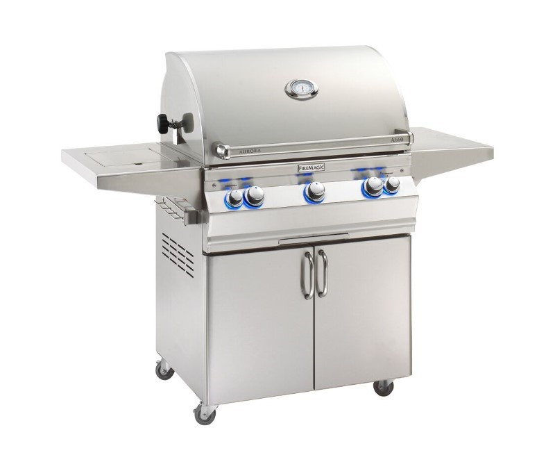 Fire Magic Aurora A660s 30-Inch Freestanding Propane Gas Grill With Analog Thermometer, Rotisserie And Single Side Burner - A660s-8EAP-62
