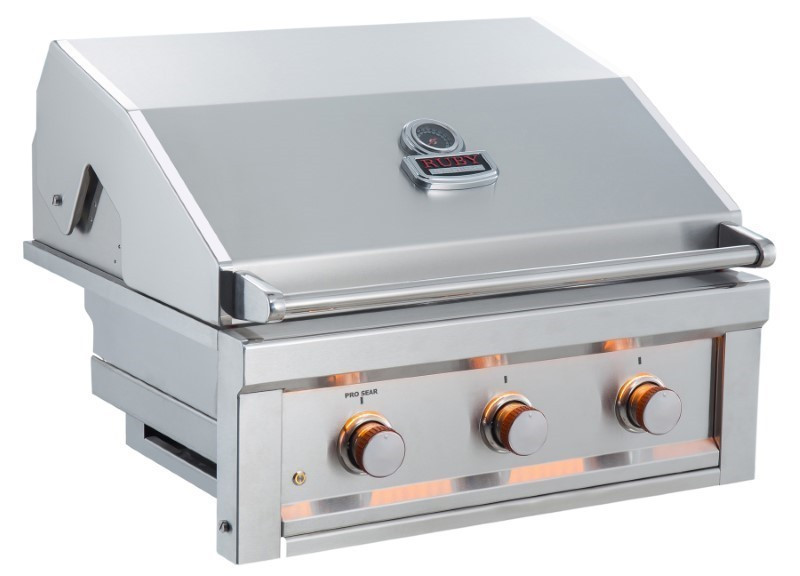 Sunstone Ruby 3 Burner Pro-Sear 30 Inch Natural Gas Built-In Grill - Ruby3B